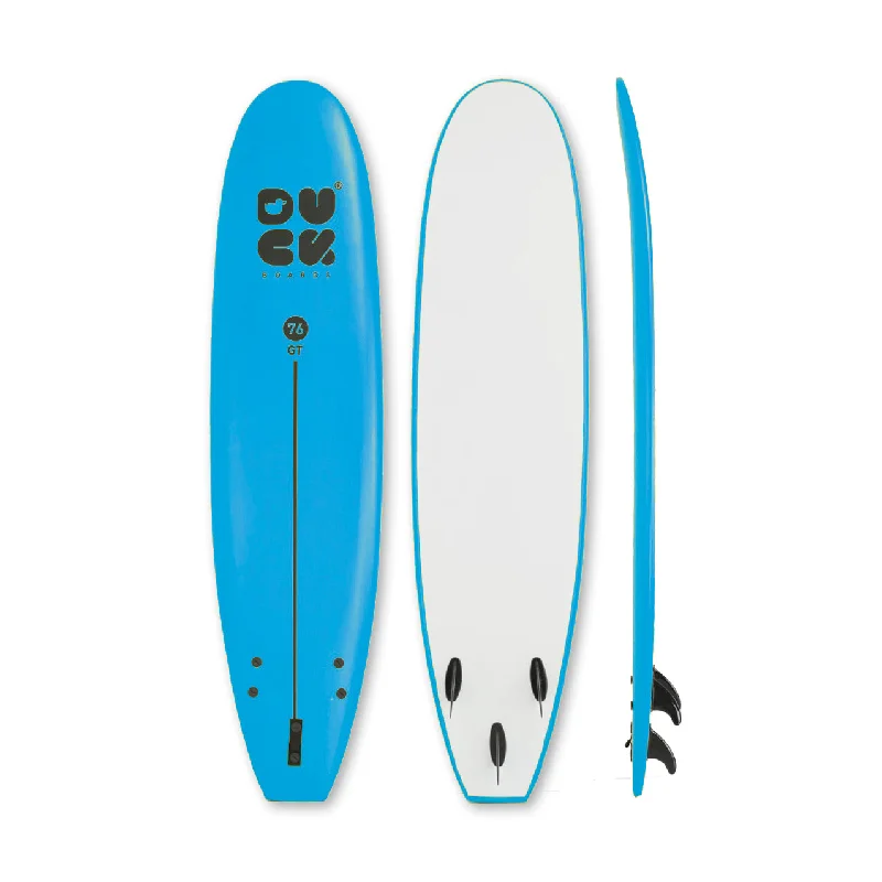 surfboard fins for quick wave navigation-7’6” DUCK Boards - GT  - Soft - Light blue - 3 soft PIP fins - 115,000 LKR