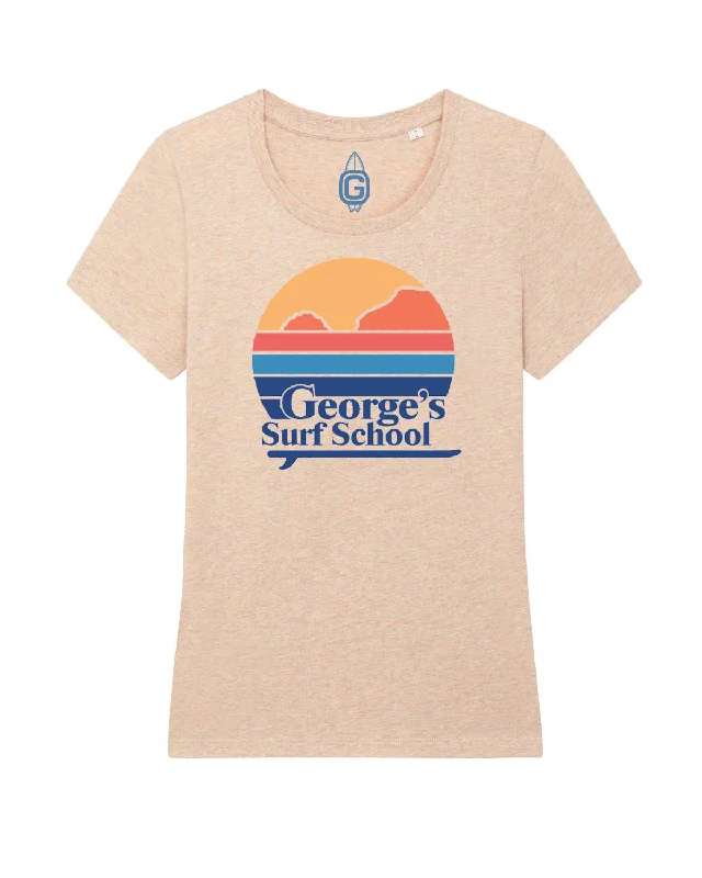 surf clothing for stand-up paddleboarding-G-Surf Ladies Retro Short Sleeve T-Shirt - Heather Pink