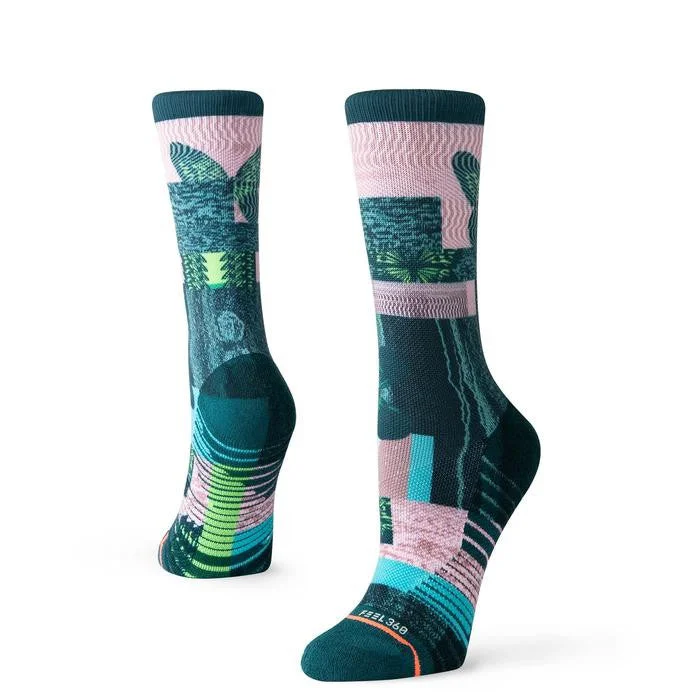 surf clothing for cold-water surf-Stance Painted Lady Crew Sock - Green