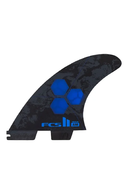 surfboard fins with smooth edges for gentle rides-FCS II AM PC Medium Tri Fin Set - Cobalt