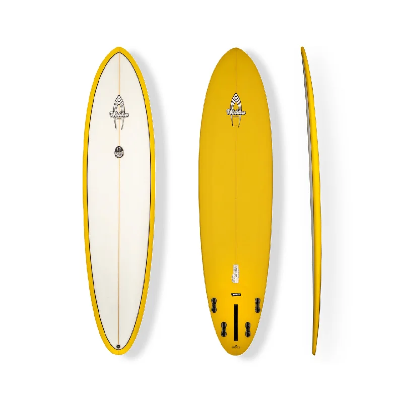 surfboard wax comb for smoothing wax-7’6” Walden - Deviled Egg  - Trueride Poly (Polyester) - Yellow - FCSll (4+1)