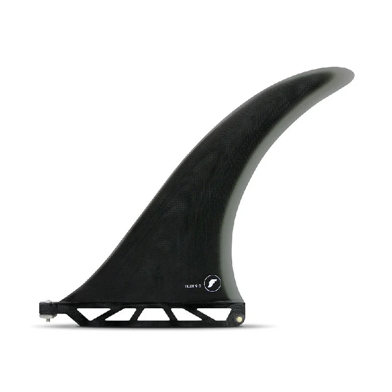 surfboard fins with greater depth for stability-Futures Fins Tiller 9.0 Longboard Fin - Black / Smoke