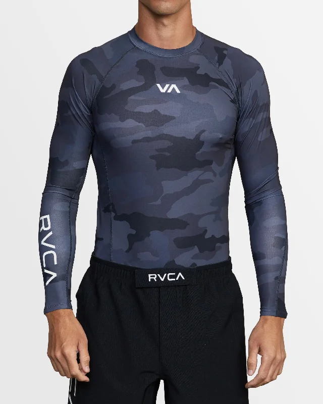 surf clothing for beach yoga-Mens Sport Long Sleeve Rash Vest