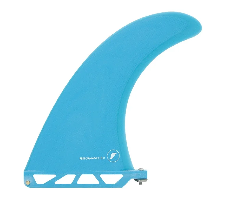 surfboard fins with a wide base for more drive-Futures Performance 8" Longboard Fin - Blue