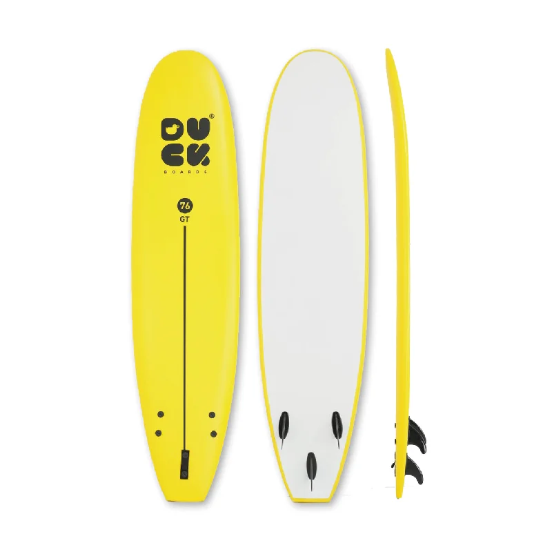 surfboard fins for surfers looking to improve-7’6” DUCK Boards - GT  - Soft - Yellow - 3 soft PIP fins - 115,000 LKR