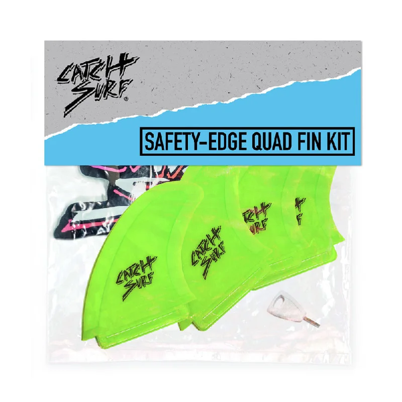 surfboard fins for aggressive surfing-Safety Edge Quad Fin Kit - Lime