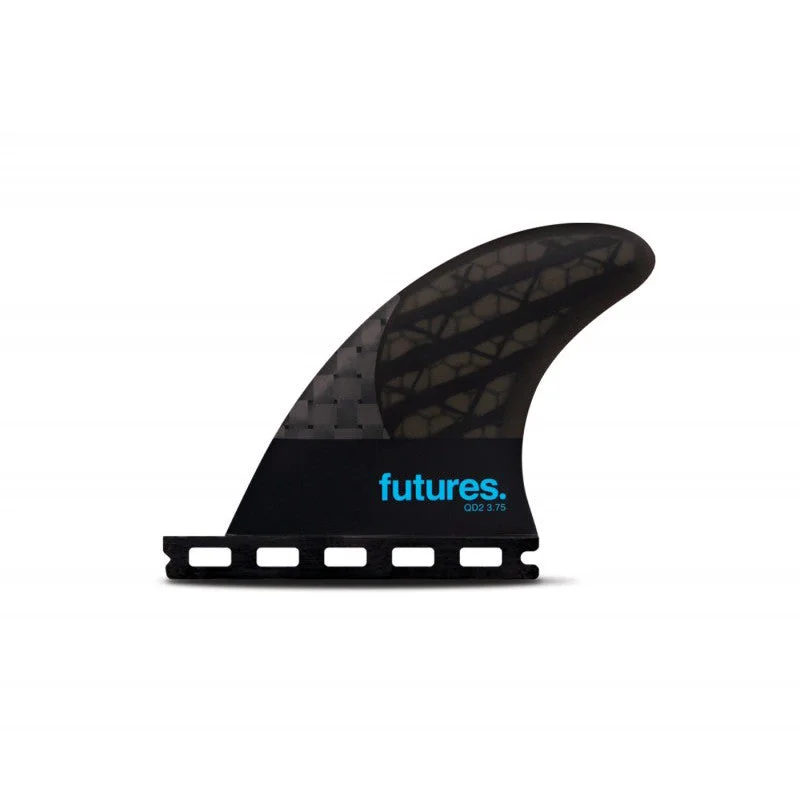 surfboard fins for surfers looking to improve-Futures Fins QD2 3.75 Blackstix Quad Rear Set - Smoke/Turquoise