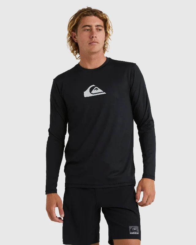 surf clothing with moisture-wicking properties-Mens Solid Streak Long Sleeve Upf 50 Surf T-Shirt