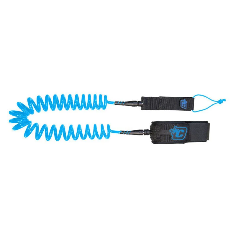 surfboard clip for leash attachment-Creatures of Leisure SUP Coiled 10 Knee Leash - Blue / Black