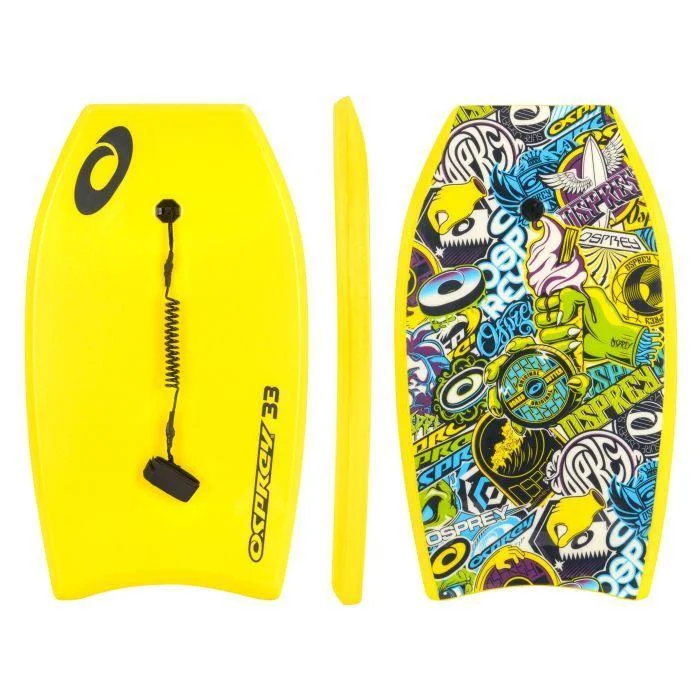 best longboard surfboards for vintage-inspired designs-Osprey 33" Stickers Bodyboard Yellow