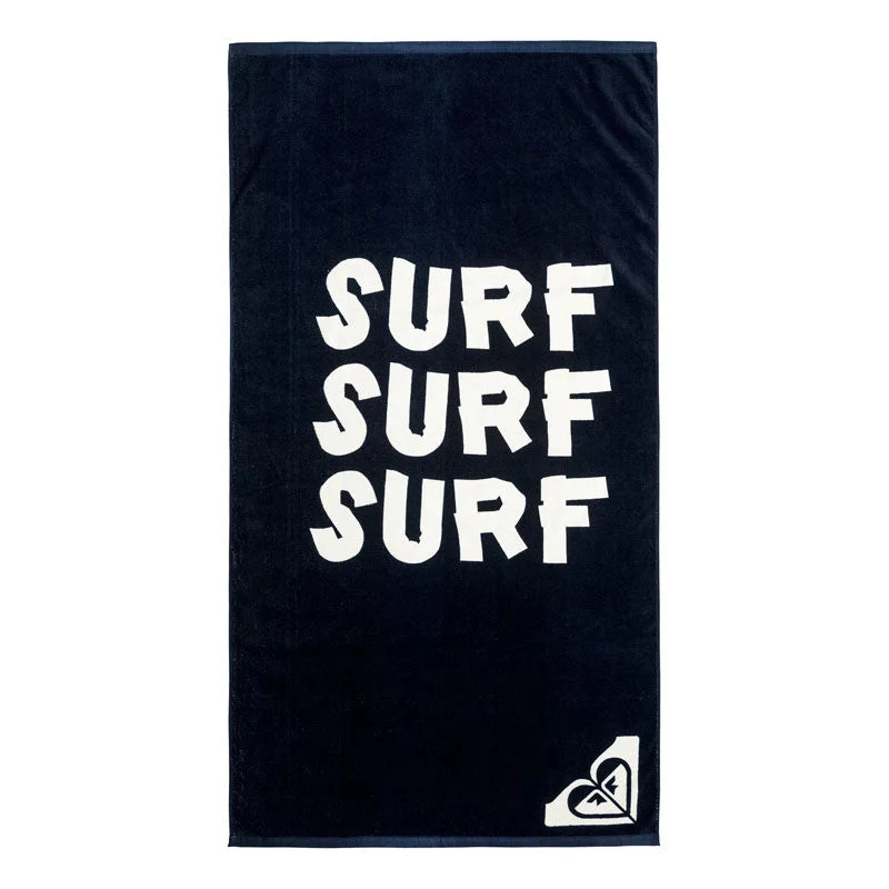 surfboard stand for easy storage at home-Roxy Pretty Simple Logo Beach Towel