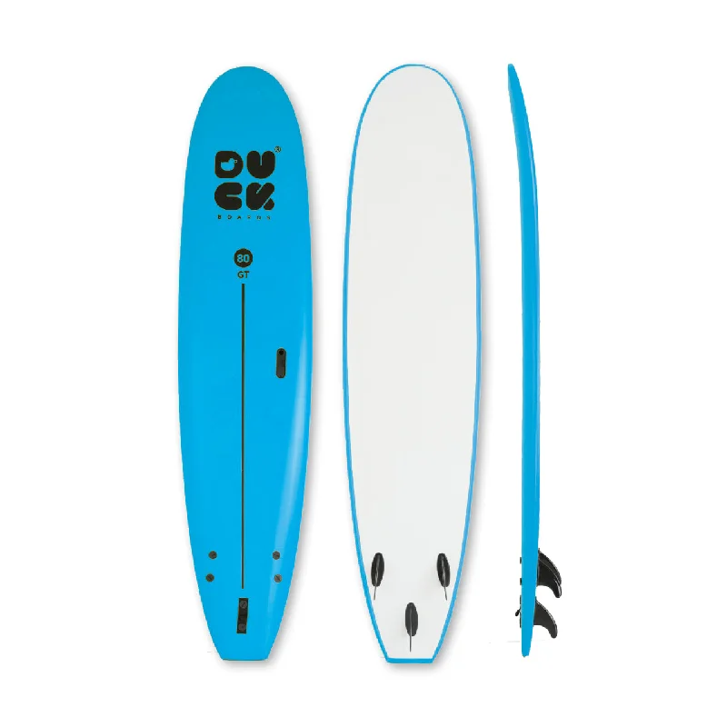 surfboard fins for quicker pivots-8’0” DUCK Boards - GT  - Soft - Light blue - 3 soft PIP fins - 115,000 LKR