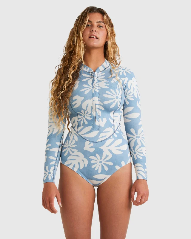 surf clothing with vibrant patterns for style-Womens Salty Dayz Light Natural Long Sleeve Springsuit