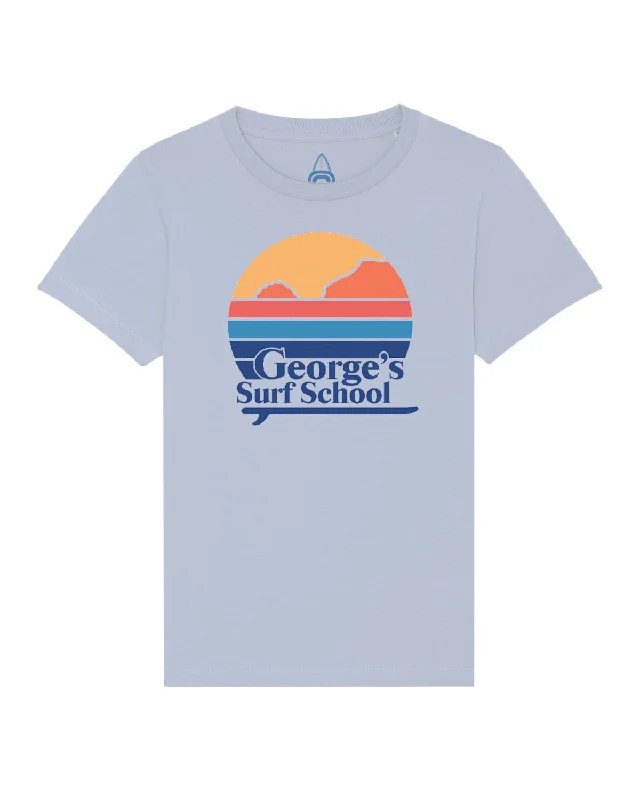 surf clothing with extra-large collars for protection-G-Surf Retro Short Sleeve T-Shirt - Pale Blue