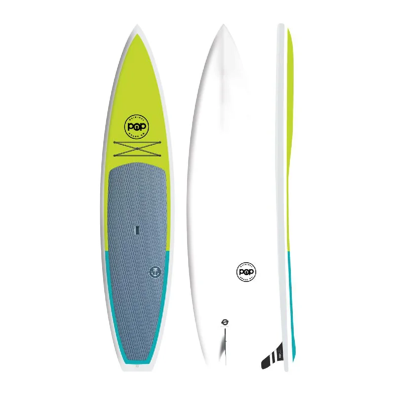 longboard surfboards for lighter weight and maneuverability-POP rigid 11'6" Amigo Turbo Chartruese/Turquoise