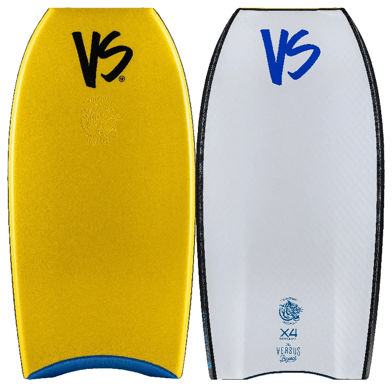 longboard surfboards with built-in concaves for control-VS Winston McCall Mini Quad - Yellow/White 43"