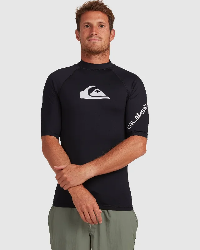 surf clothing for paddleboard fitness-Mens All Time Short Sleeve Upf 50 Rash Vest