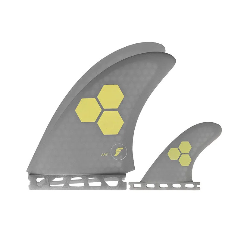 surfboard fins with improved maneuvering-Futures Fins AMT Twin - Grey/ Beige