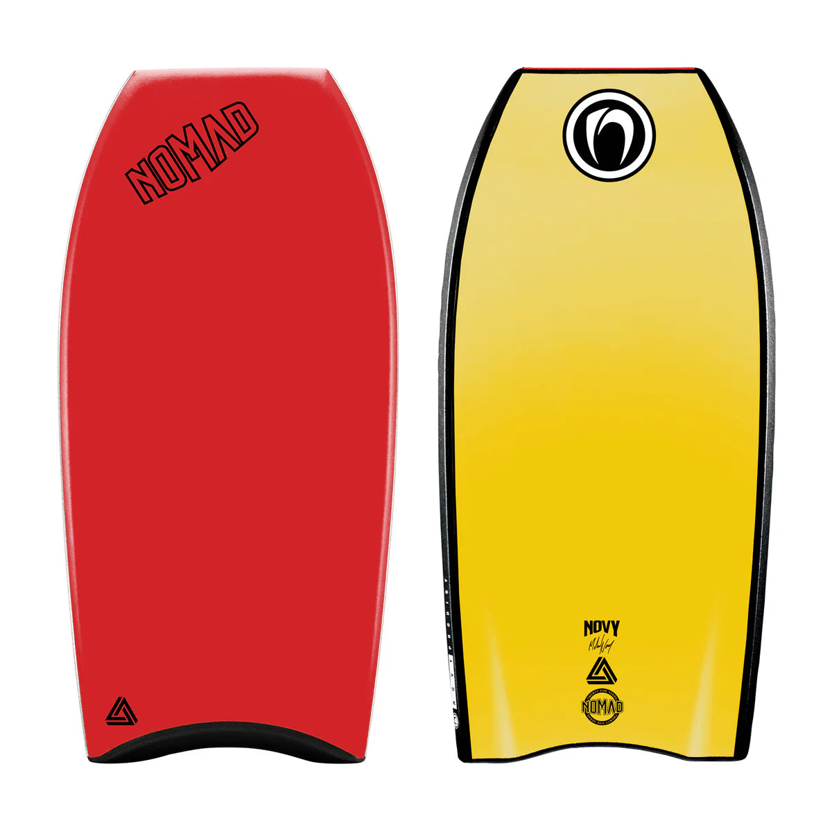 longboard surfboards with responsive flex-Nomad Novy Prodigy D12 - Red/Yellow 40"