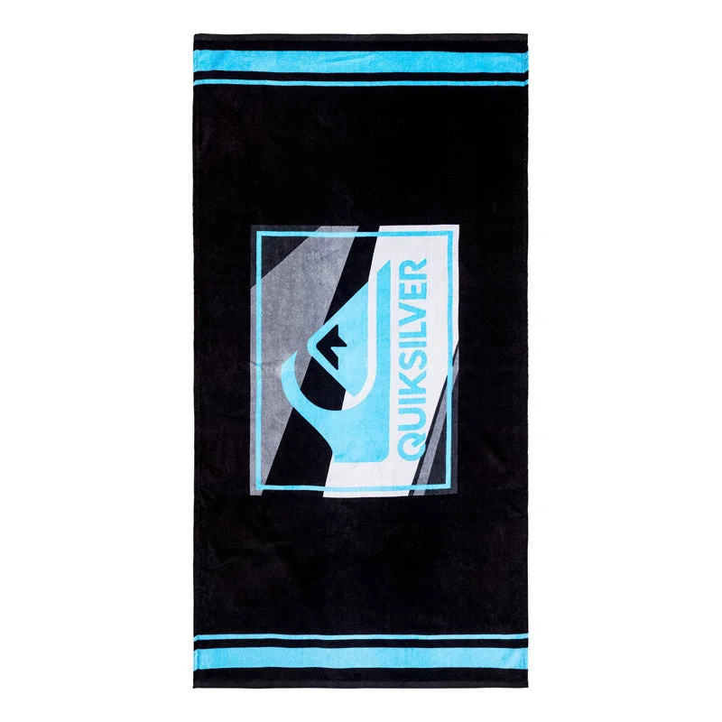 surfboard leash coil with reflective material for visibility-Quiksilver Chilling 2 Beach Towel - Black