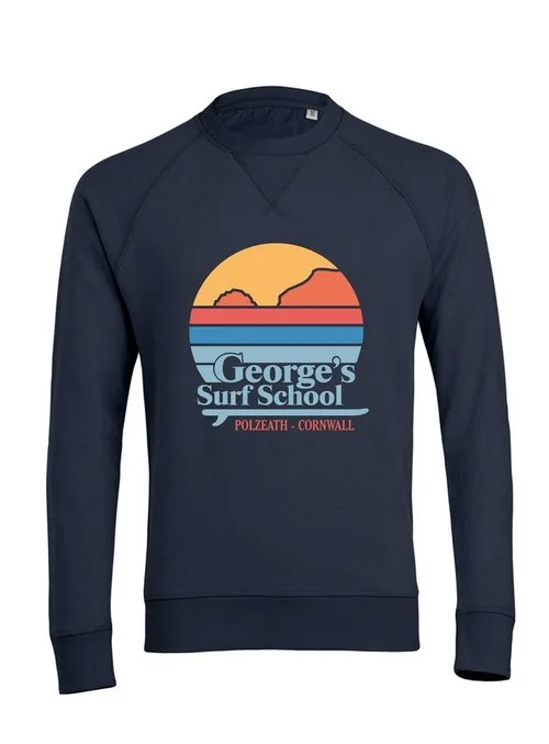 surf clothing with quick-release zippers-G-Surf Retro Crewneck - Navy