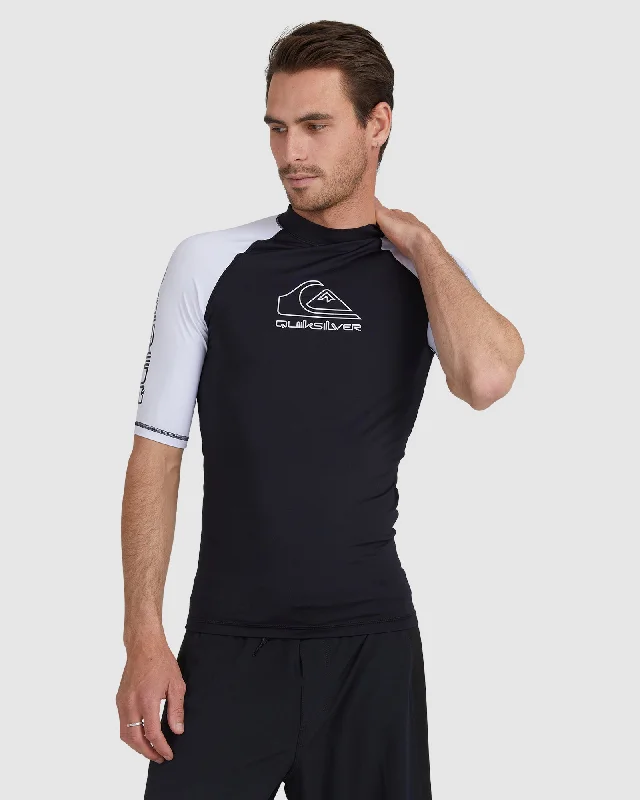 surf clothing with zip-off sleeves for versatility-Mens On Tour Short Sleeve Rash Vest