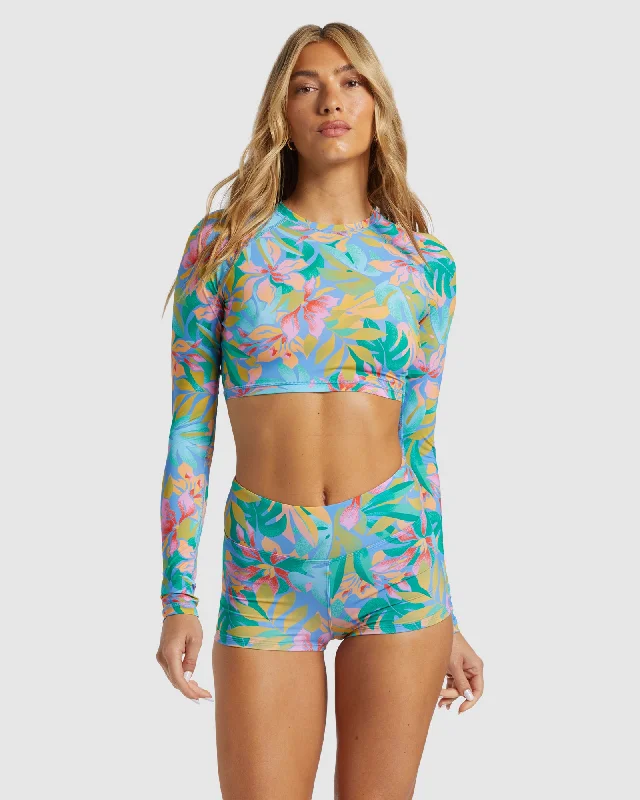 surf clothing for cold-water surf-Womens Tropic Daze Crop Rash Vest