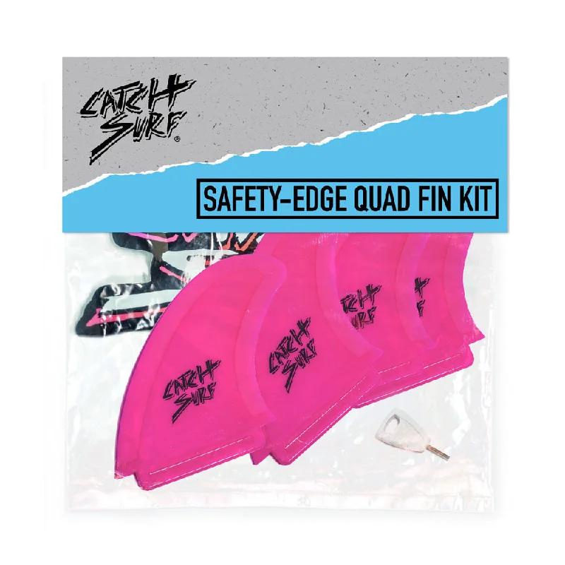 surfboard fins for higher level of precision-Safety Edge Quad Fin Kit - Hot Pink