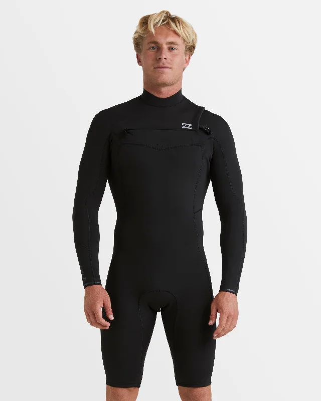 surf clothing for maximum sun protection-Mens Revolution Natural Chest Zip Long Sleeve Springsuit