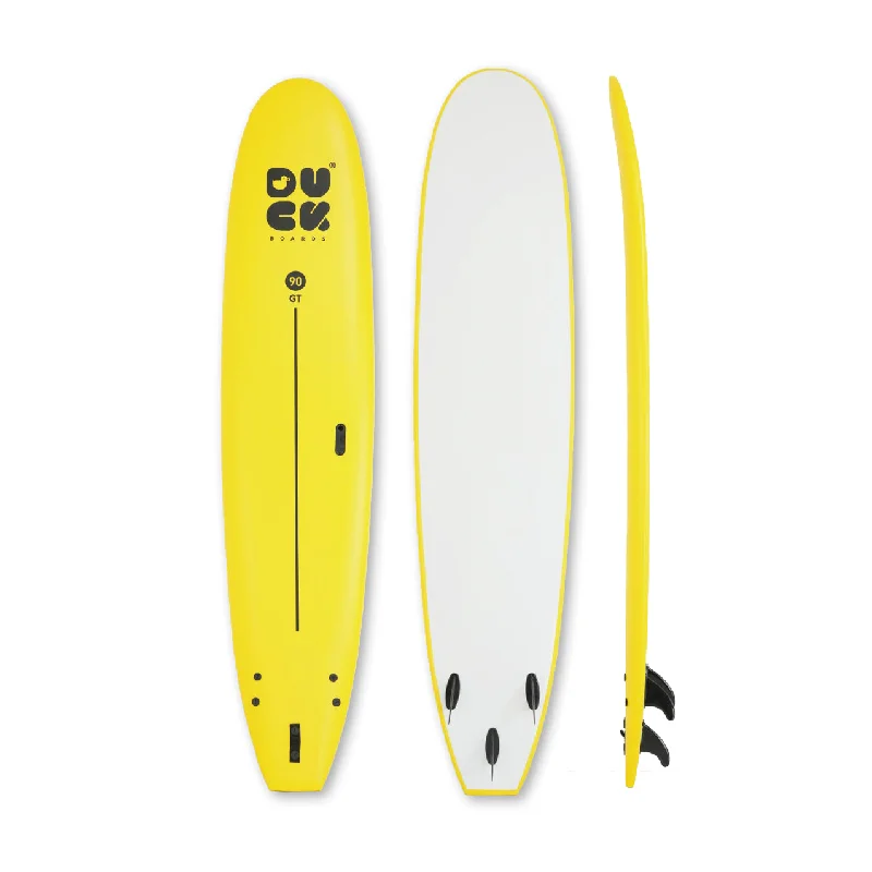 surfboard fins for balanced wave rides-9’0” DUCK Boards - GT  - Soft - Yellow - 3 soft PIP fins - 139,000 LKR