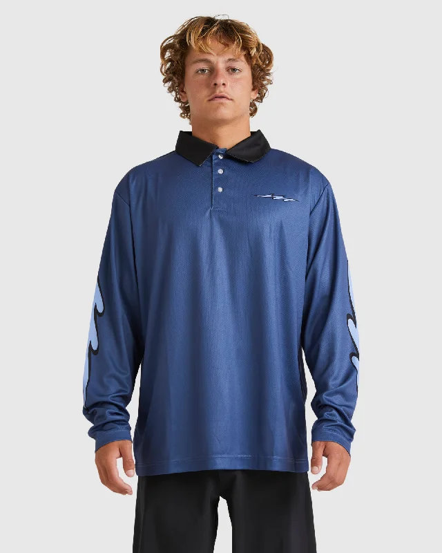 surf clothing with zip-off sleeves for versatility-Mens Fisho UPF 50 Long Sleeve Surf Shirt