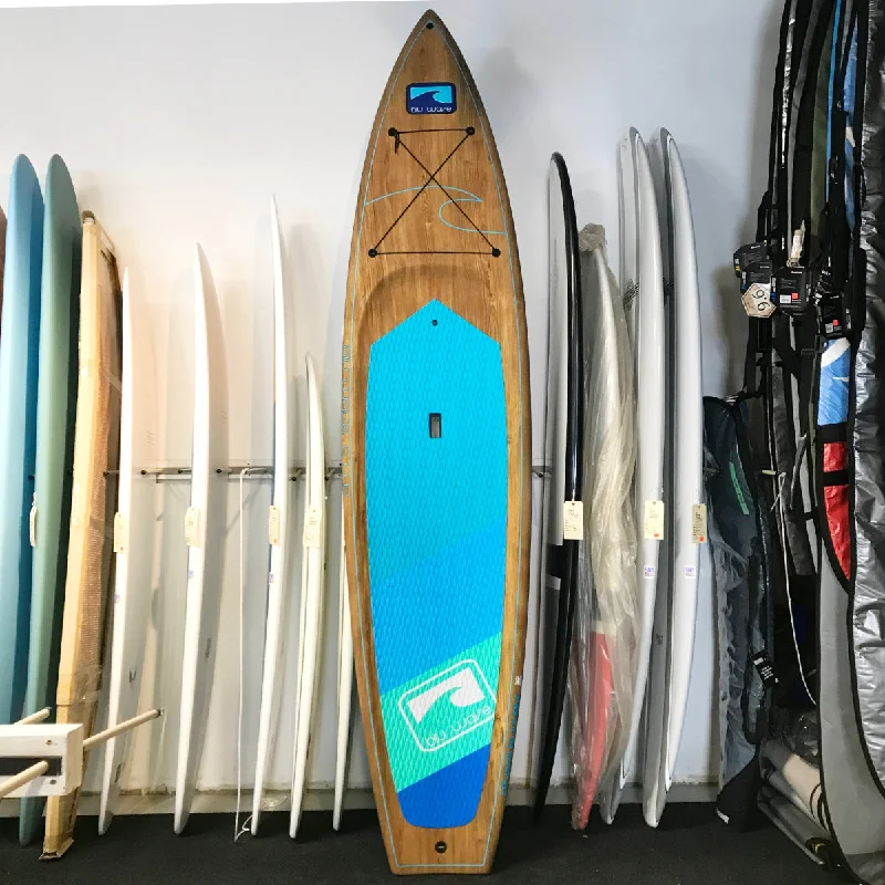 longboard surfboards with deep concave for speed-Blu Wave - The Armada 11.6 Touring (Wood look)