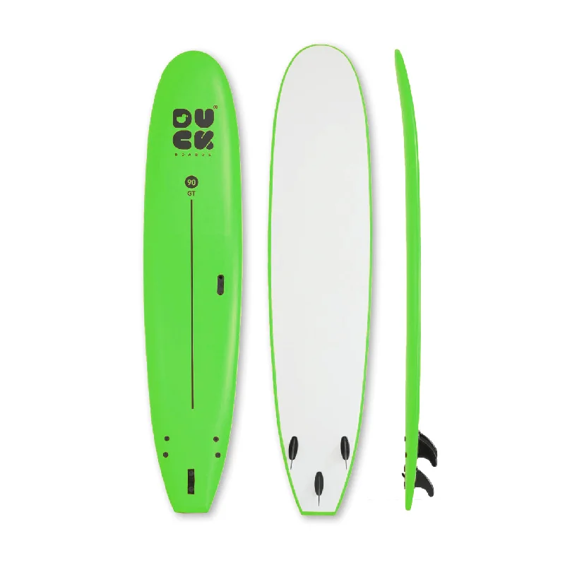 surfboard fins with enhanced hold for aggressive waves-9’0” DUCK Boards - GT  - Soft - Green - 3 soft PIP fins - 139,000 LKR