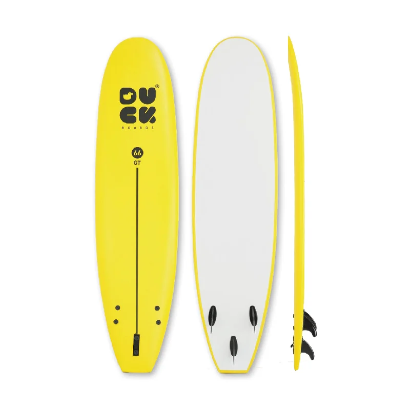 surfboard fins with streamlined shapes for speed-6’6” DUCK Boards - GT  - Soft - Yellow - 3 soft PIP fins - 89,000 LKR