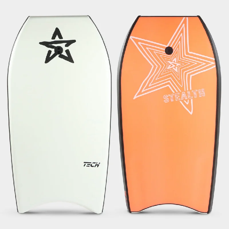 longboard surfboards with a thick nose for enhanced paddle power-Stealth Bodyboard Tech EPS White