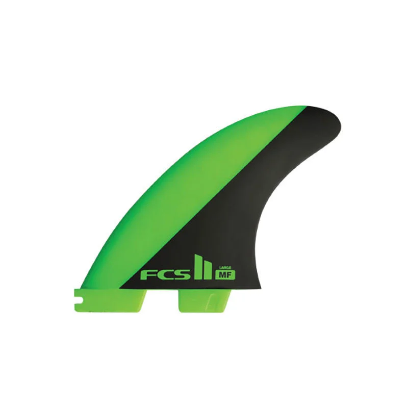 surfboard fins for more efficient wave riding-FCS II MF PC Tri Fin Large Set - Green/Black