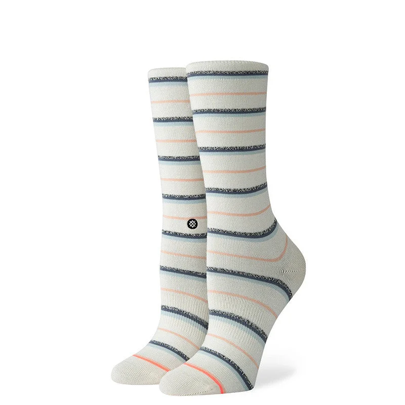 surf clothing for urban beach style-Stance Snazzy Sock - Off White