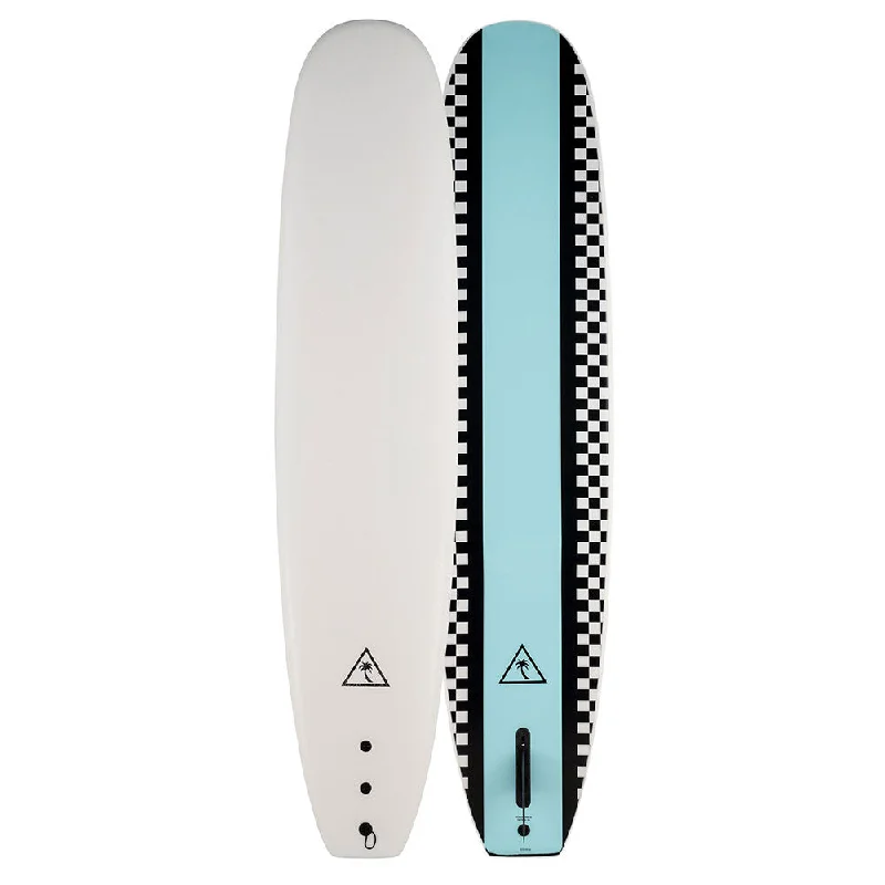 surfboard fins for big wave surf-Catch Surf Heritage 8'6" Noserider Single Fin Surfboard - White / Light blue