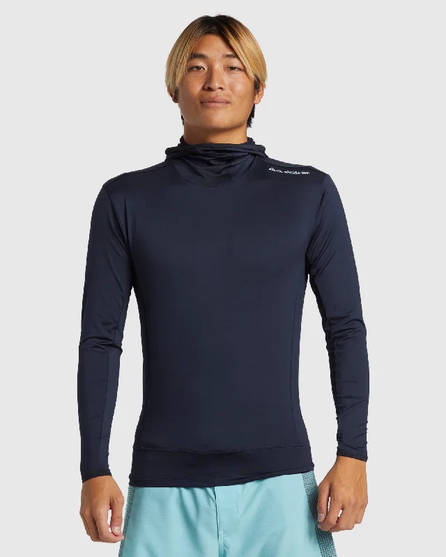 surf clothing with zippered pockets-Mens Highline Long Sleeve UPF 50 Hooded Surf T-Shirt