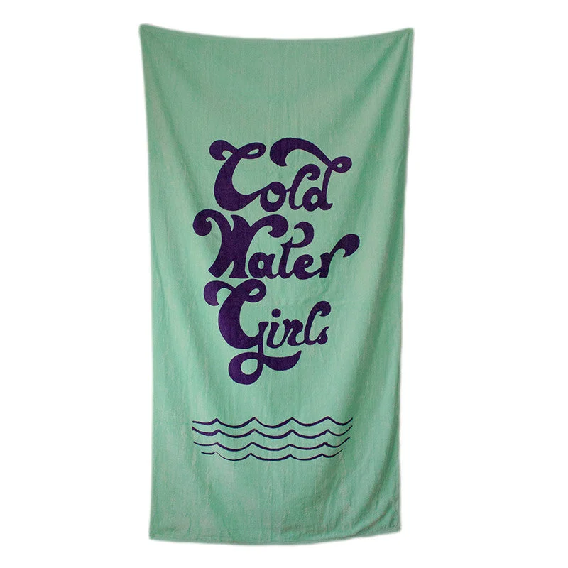 surfboard repair epoxy for efficient fixes-Cold Water Girls Script Beach Towel