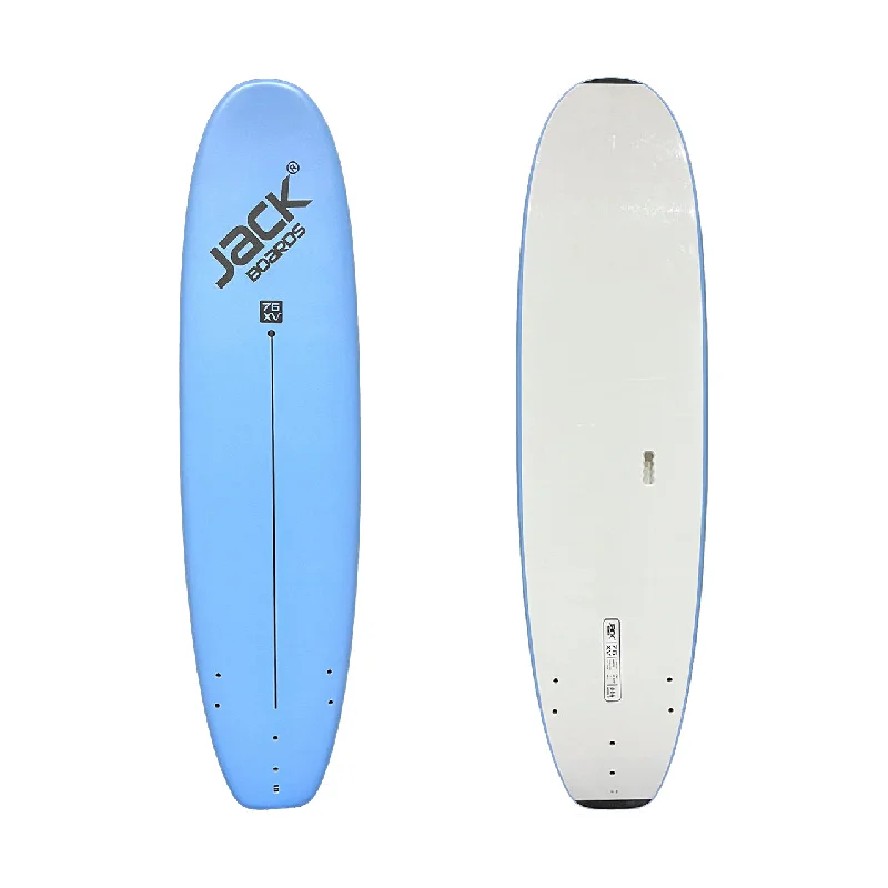 surfboard fins for enhanced wave-catching ability-7’6” - JACK BOARDS  - XV (Extra Volume) - Soft Top - Light Blue - 3 soft PIP fins - Price: 145,900 LKR