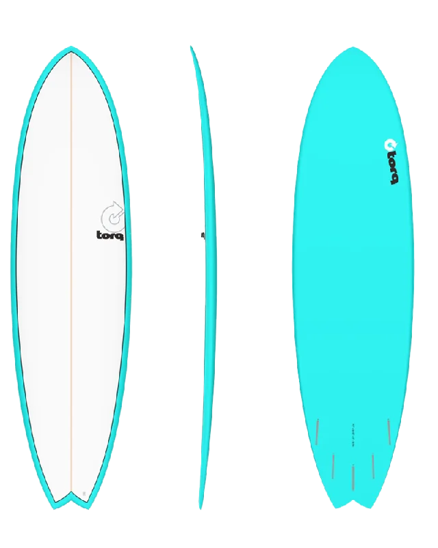 longboard surfboards for noserides-7'2" Mod Fish Surfboard in Miami Blue & Pinline