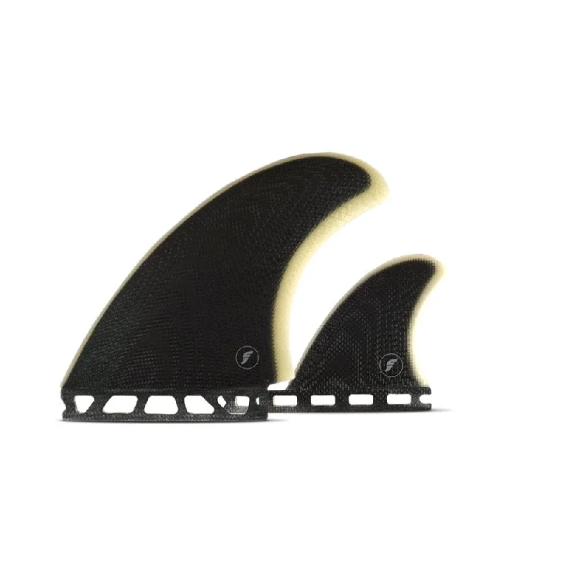 surfboard fins with reinforced construction for power-Pukas AL Fibreglass Twin + Trailer - Black/Clear