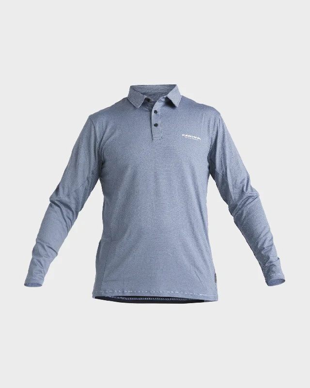 surf clothing for maximum sun protection-Mens Baitball Long Sleeve UPF 50 Surf Polo Shirt